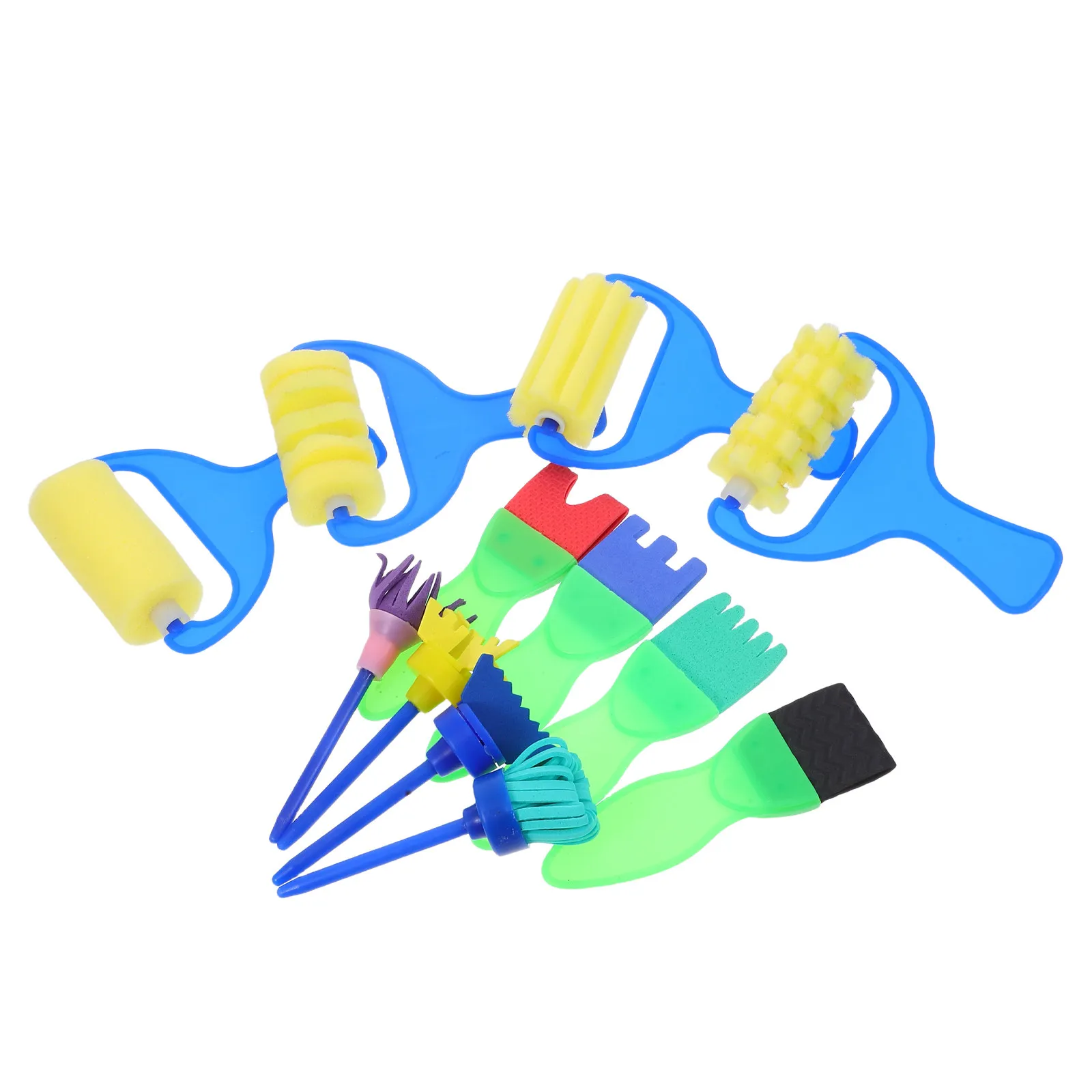 12Pcs Sponge Roller Brush Set Kids Paint Sponges Soft Washable Early Education Drawing Supplies Home School Paint Roller Set