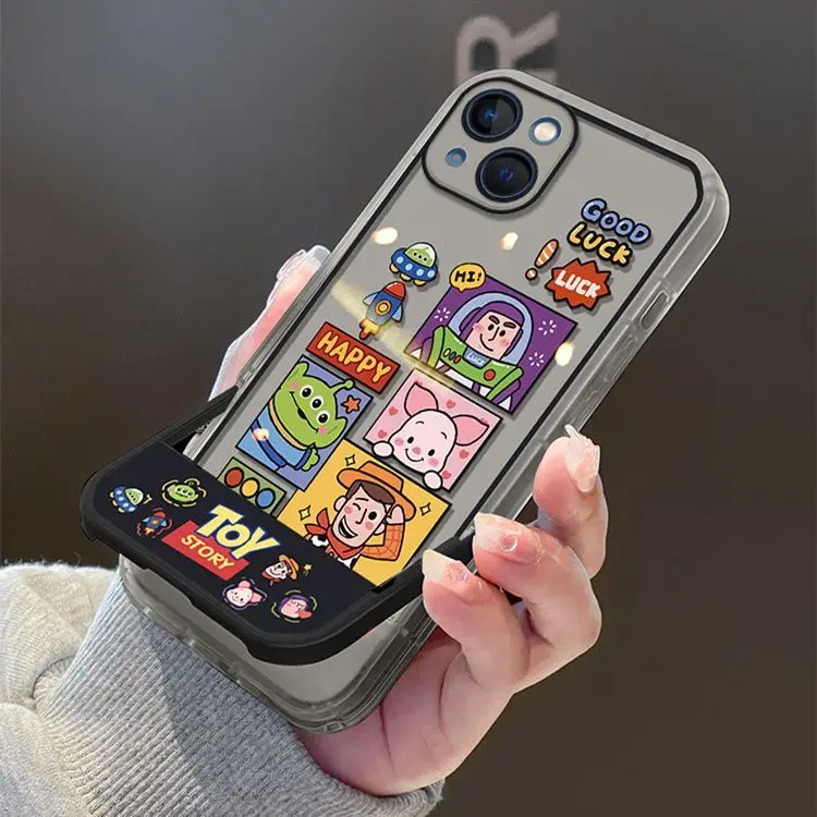 Aoger Sanrio Cinnamoroll Toy Story invisible bracket soft shell Phone Case for iPhone 14 12 13 11 Pro Max 7 Funda Liquid Cover