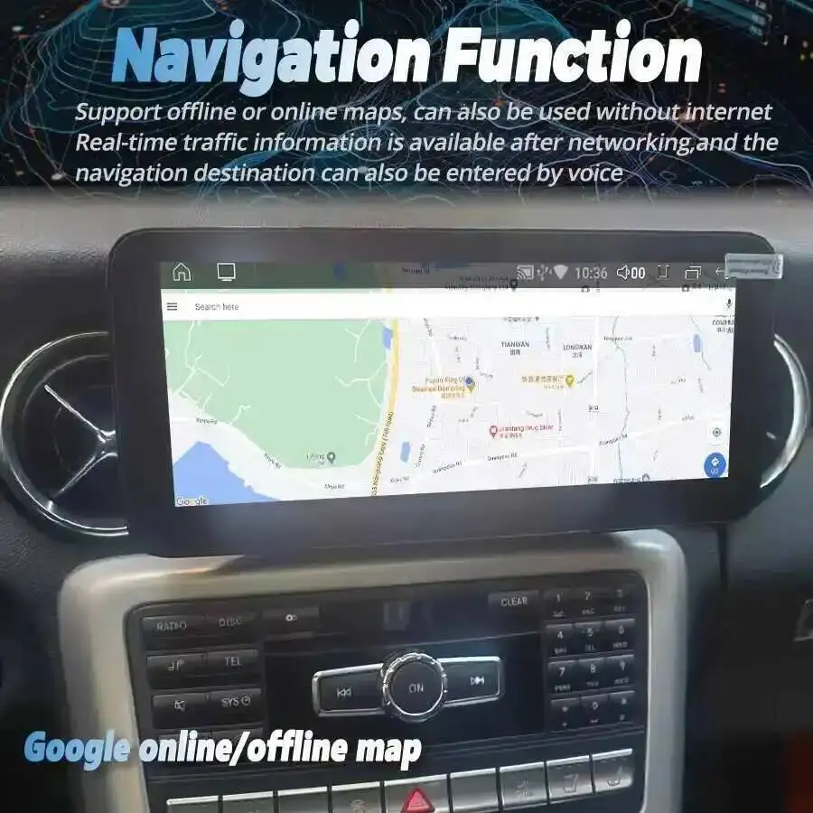 For Benz SL SLK SLC300 SLC200 SLC260 SLK350 SL350 2010-2019 SIM Bluetooth Carplay 4G 12.3inch GPS Car Radio Stereo Hand Unit
