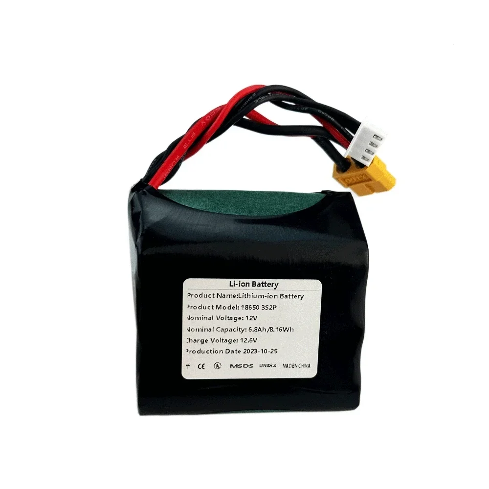 12V 6.8Ah 3S2P High Capacity UAV Rechargeable 12.6V Li-ion Battery for Various RC Airplane Drone Quadrotor XH2.54-4P XT60