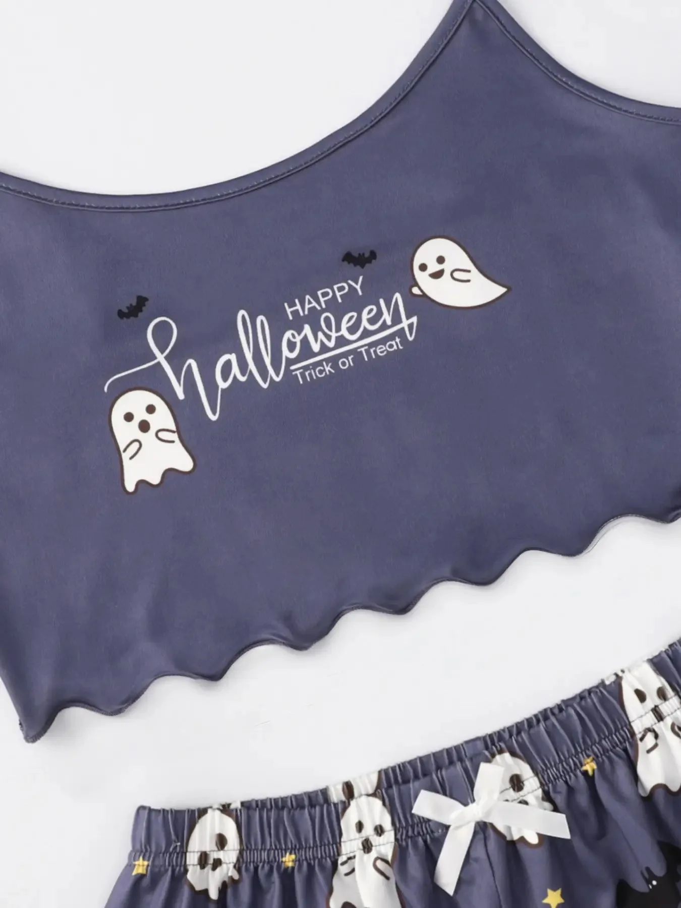 Halloween Devil Pumpkin Print Pajamas Set Women Short Sleeve Tops and Shorts Set Home Clothes Sleepwear Nightwear image 3