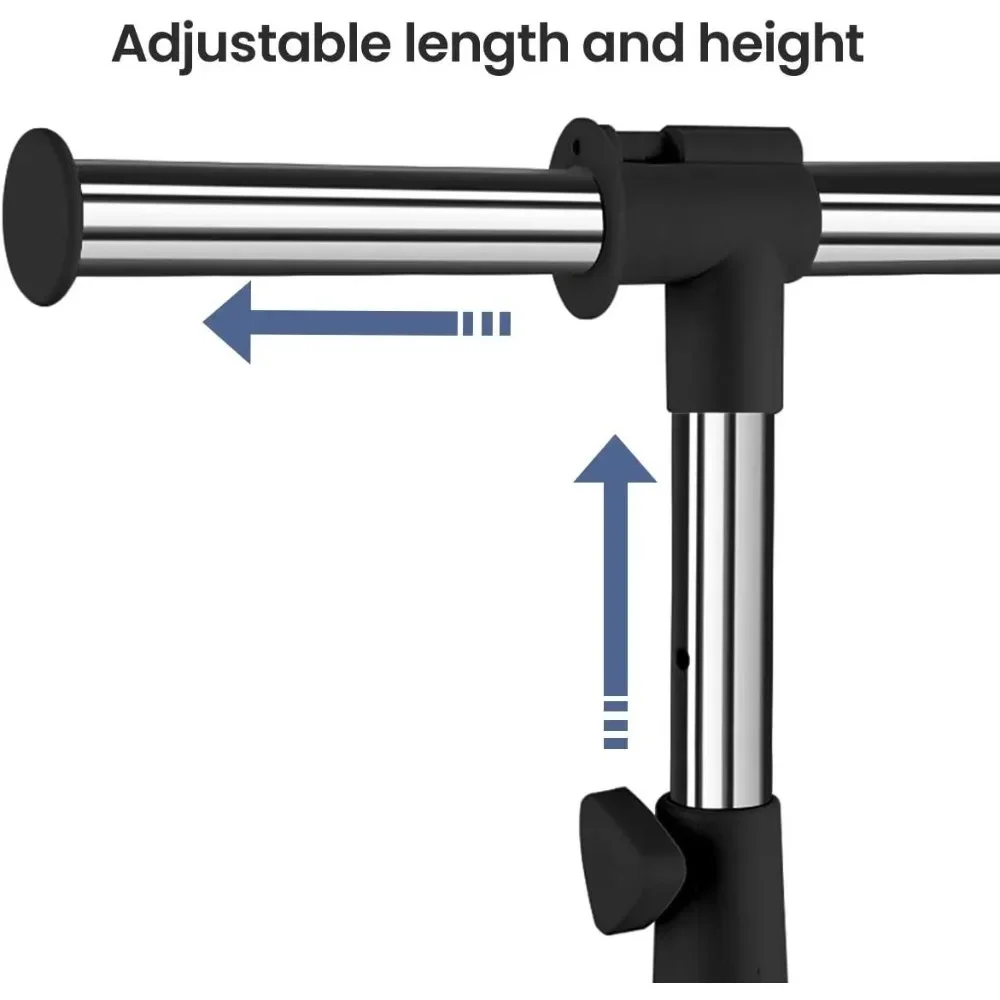 

-Adjustable Clothing Rack For Hanging Clothes, Heavy Duty Garment Rack With Wheels,Free Standing Rolling Clothes Rack With Shelf