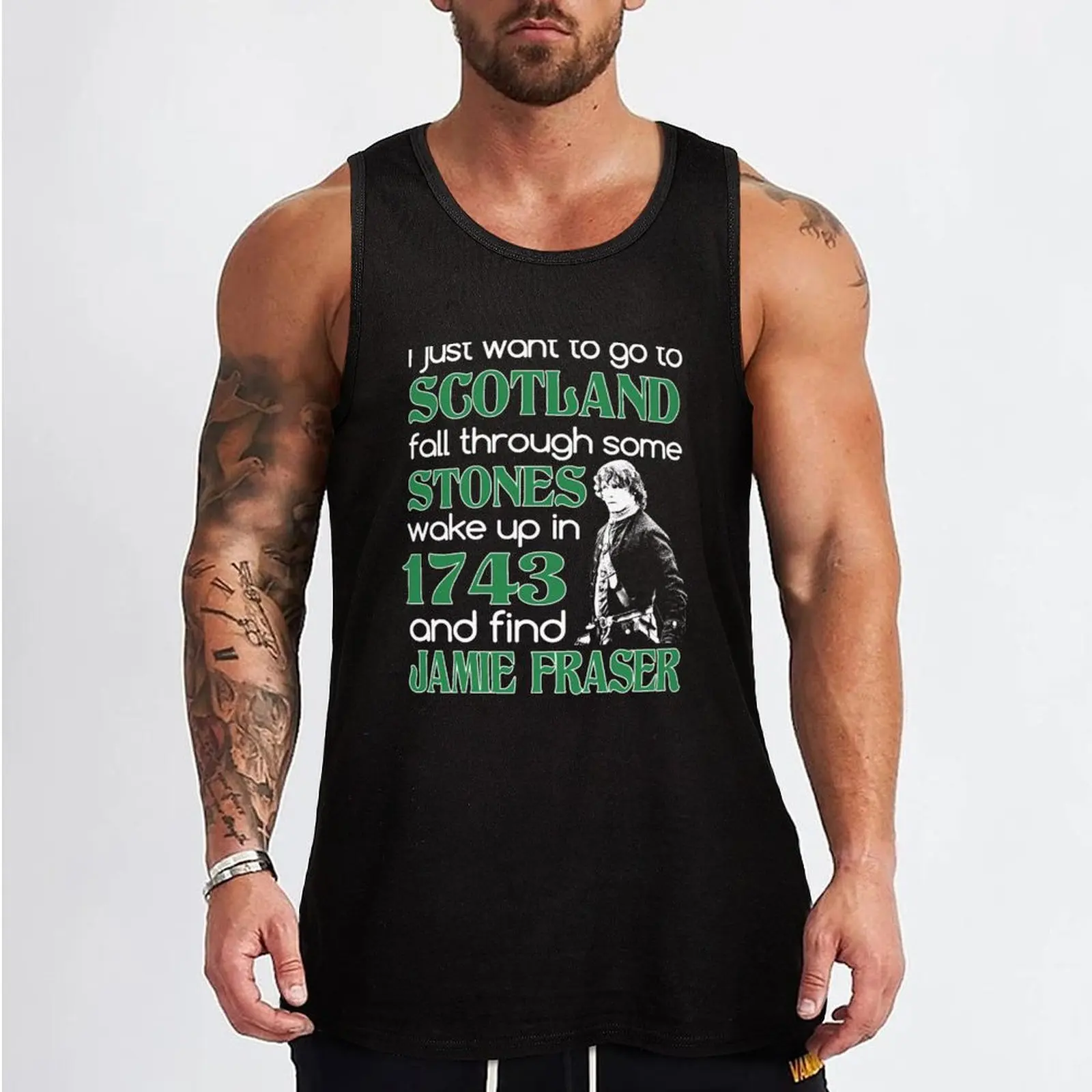 Scotland Stones 1743 Jamie Fraser Tank Top Men's cotton t-shirt mens gym clothes