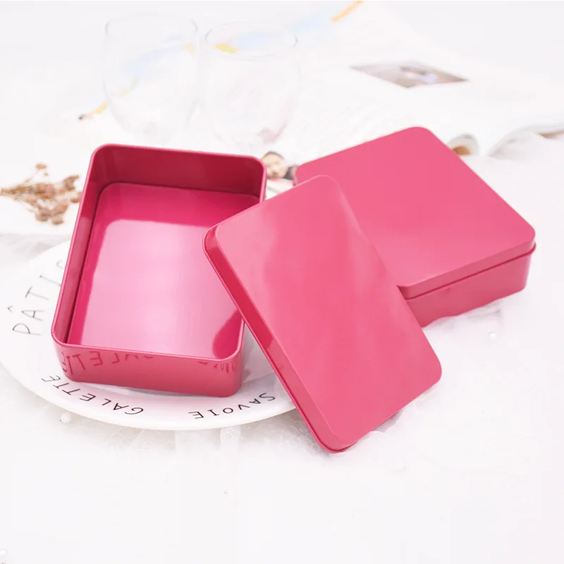 Small Rectangular Tinplate Box Portable Mini Candy Pill Cases Jewelry Nail Beauty Coin Cases Durable Multifunctional Metal Box