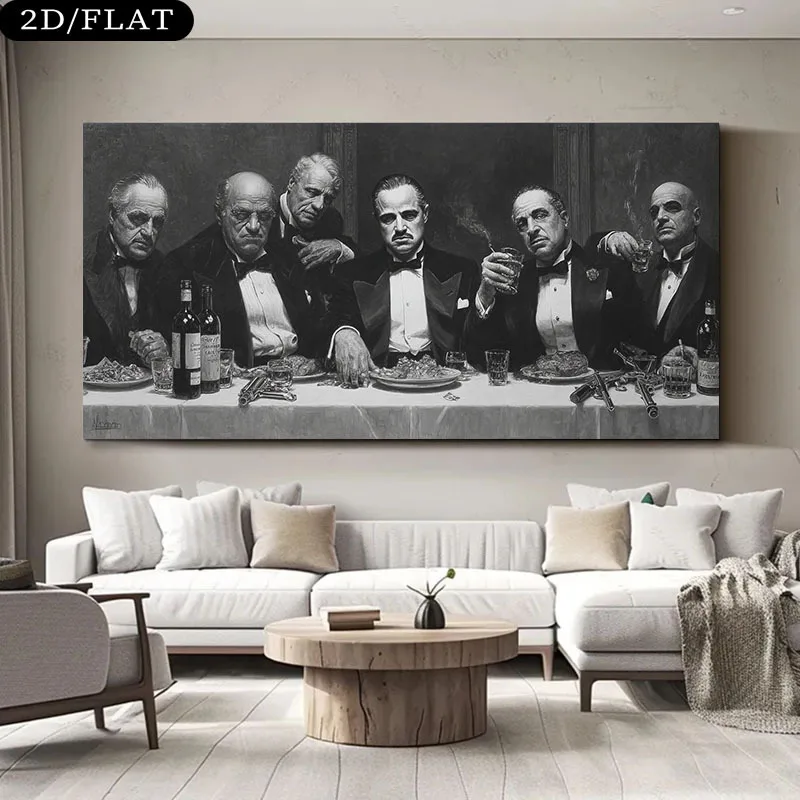 1pc frameless Canvas Painting 2D Flat Extra Large The Godfather Canvas Wall Art Prints, Unframed Modern Canvas Prints for Living