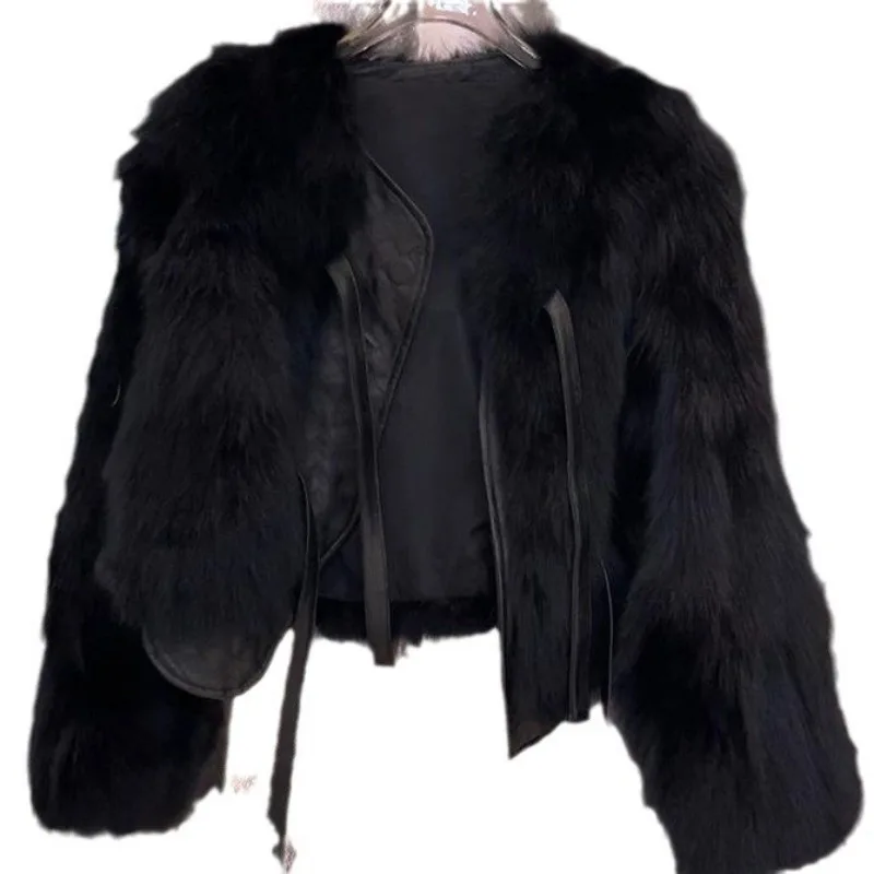 Lightweight Cropped Fox Fur Jacket For Women 2024 Autumn/Winter New Arrival Korean Style Versatile Thickened Top