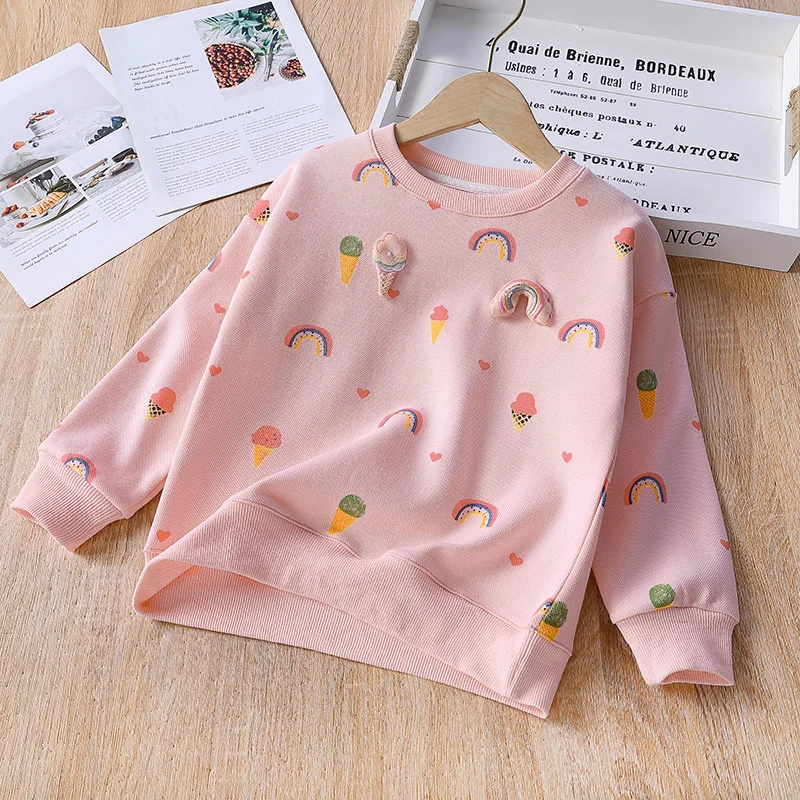 Girls Hoodies Sweatshirts Cotton Tops Overcoat 2023 Dazzling Spring Autumn Windproof Kids Long Sleeve Children's Clothing