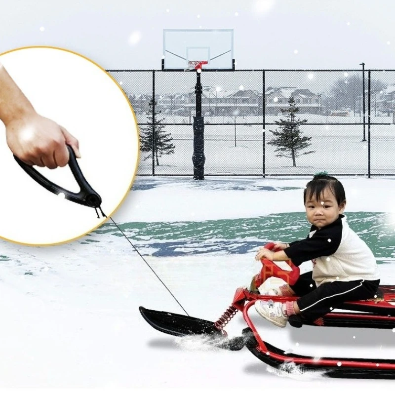 Snowmobiles with Brakes Steering Wheels Snow Racer Non-powered Sleds Lawn Scooters Ice Cars Trick Snowboarding Snow Racer
