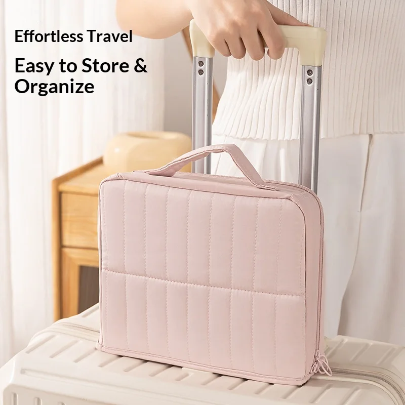 Bolsa de Higiene Pessoal Impermeável de Grande Capacidade para Mulheres com Múltiplos Compartimentos Organizador de Cosméticos para Viagem