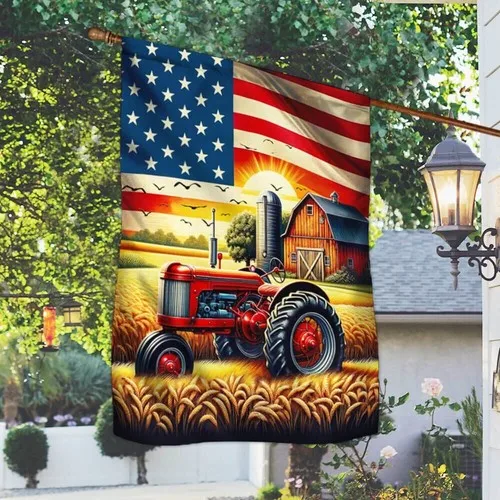Tractor 4th of July So God Made a Farmer American Flag Graden Flag UUI GGX