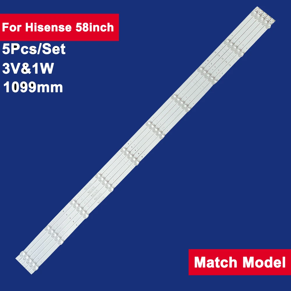 5Pcs 1099mm For Hisense 58inch LED Backlight TV 10Leds 3V JL.D580A1330-365AS-M-V02 HZ58A55 LC-58Q7330U LC-58Q620U 58R6E 58H6550E