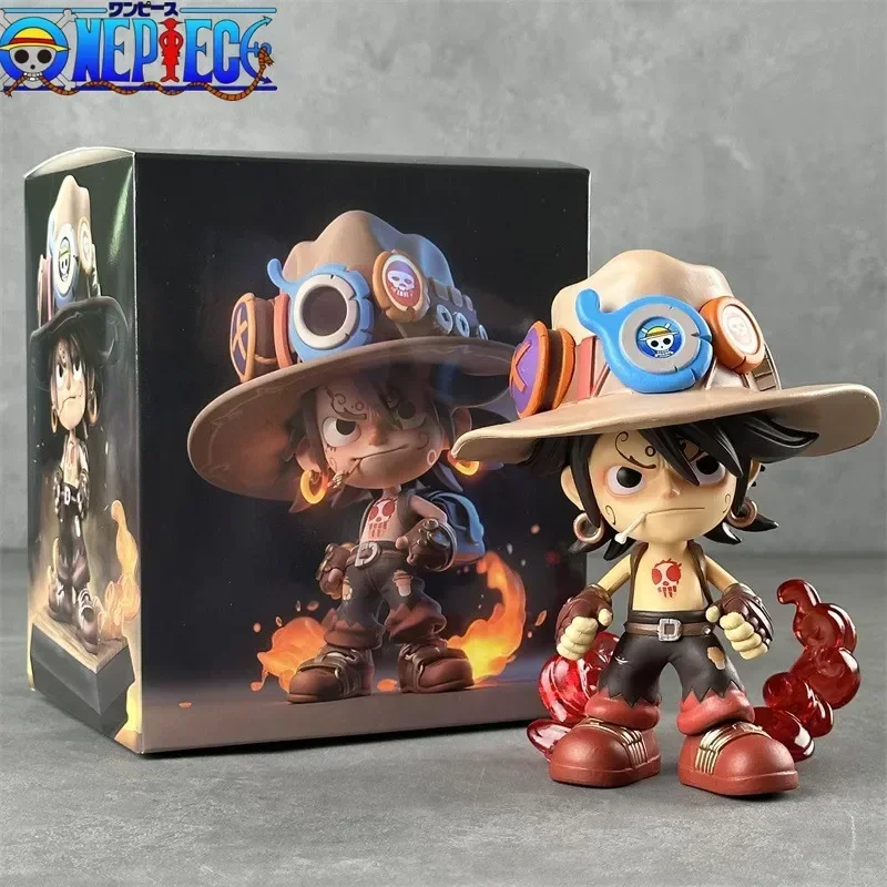 One Piece Figuras Anime, Q Version, Ace, Gk, Ultraleve, Portátil, Cowboys, Ornamentos, Coleção, Modelo, Brinquedos Decorativos, Presentes, 15cm