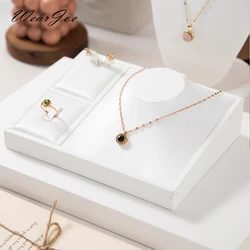 Présentoir à bijoux en cuir blanc, porte-bijoux, vitrine, porte-boucles d'oreilles, rangement pour colliers