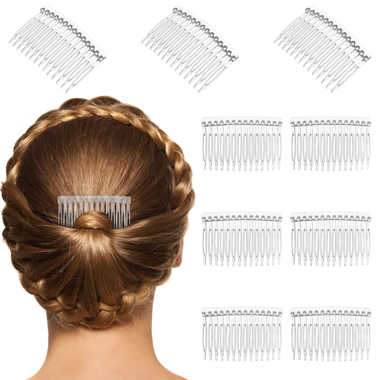 

10pcs Lurrose Side Hair Comb Plastic Hair Side Clip Comb 14 Teeth Bridal Wedding Veil Comb Holder Party Anniversary Hair Decor