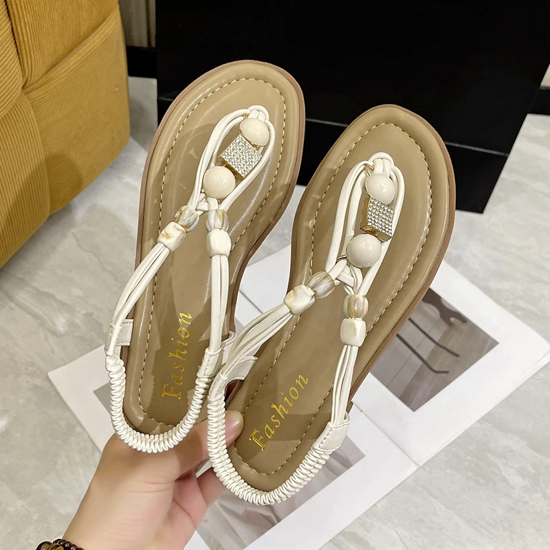

French Strap Toe Sandals Women's 2026 Summer New Flat Beach Sandals