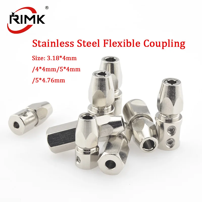 1pc Flex Collet Coupler 3.18x4/4x4/5x4/5x4.76mm Stainless Steel Positive/ Reverse Flexible Coupling for RC Boat Model Flex Cable