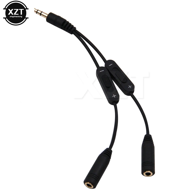 3.5mm Stereo Audio cable Y Splitter Adapter Volume Control Headphone Phone AUX Cable 3.5 jack Splitter Male to 2 Female Jack