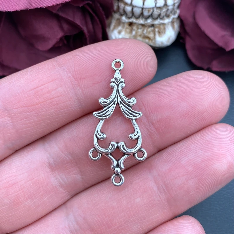 10pcs 34*16mm Antique Silver Earring Connectors Charms Pendant Designer Charms Fit Jewelry Making DIY Jewelry Findings view 3