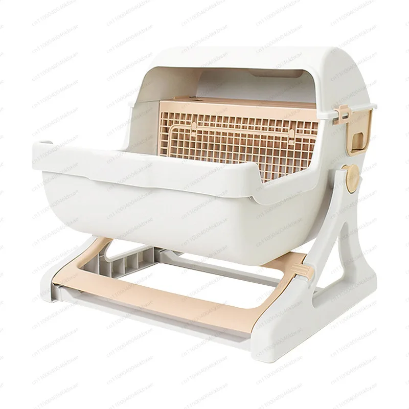 

Semi-automatic Cat Litter Box Oversized Without Shoveling Portable Cleaning Thickened Foldable Cat Toilet Villa