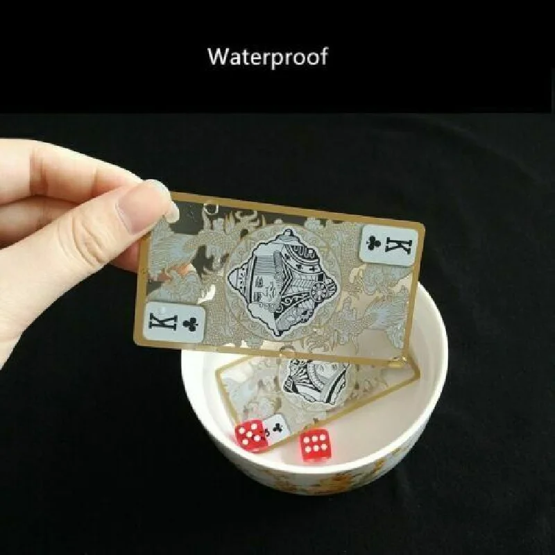 Waterproof Transparent Plastic Poker Gold Edge Playing Cards Dragon Card Game