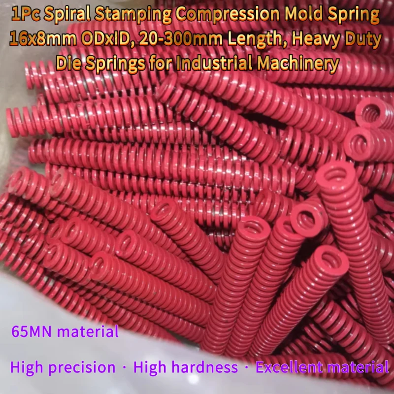 1Pc Stamping Compression Spring OD16xID8mm , 20-300mm Length, Heavy Duty Die Springs Industrial Machinery