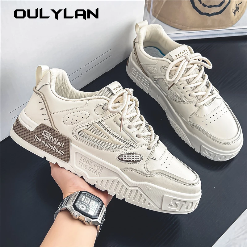 Fashion Men\'s Shoes Casual White Skateboard Shoes Summer Popular Versatile Sneakers Mens Thick Sole Breathable Korean Board Shoe