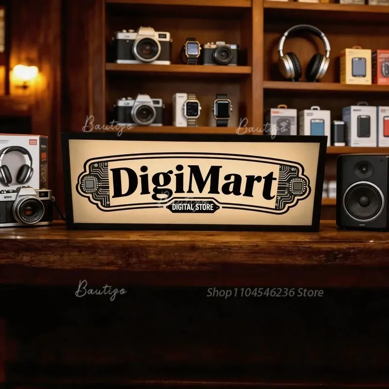 Custom Acrylic DigiMart Sign Light LED Signboard, Illuminated Neon Wall Logo Panel, Bar Advertising Display Name Signs