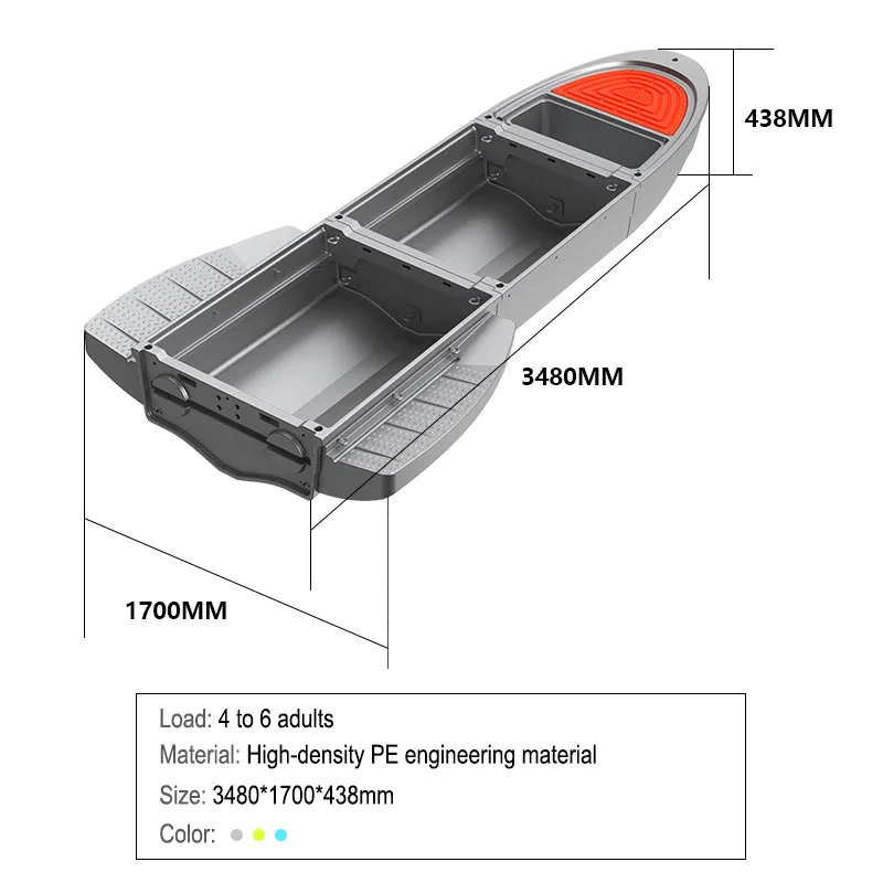Plastic Assembled and Foldable Boat Suitable for 4-6 People for Outdoor Entertainment Use