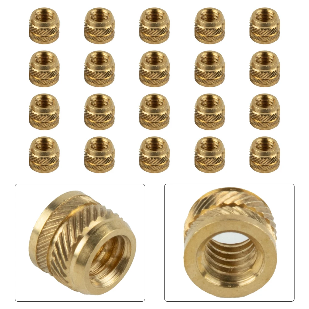 20pcs Brass Nuts 1/4-20 Thread Heat Set Inserts For Most Camera Tripods For Plastic 3D Printing Brass Metal Home Improvement