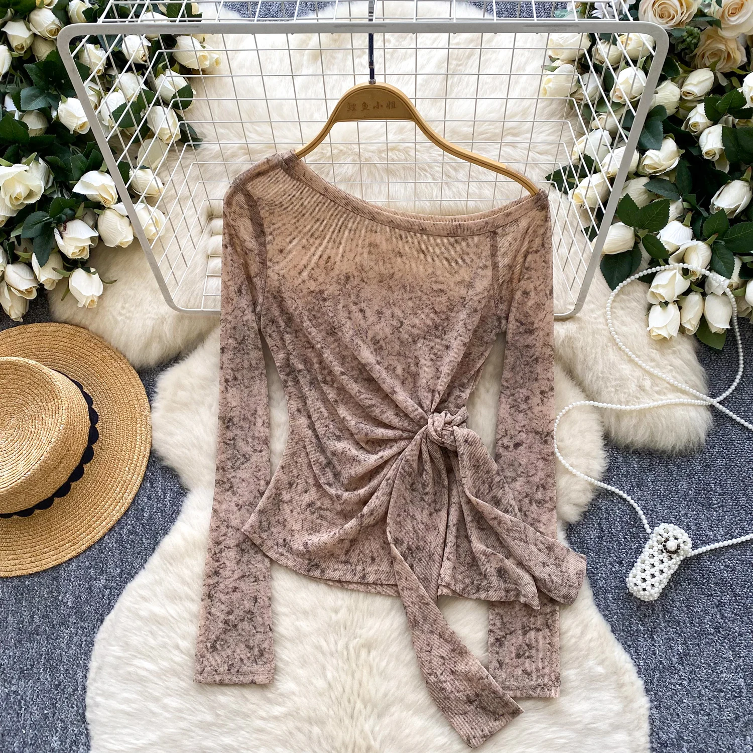 

Винтажная элегантная блузка с длинными рукавами и диагональным воротником, модная рубашка, повседневный топ, женская рубашка феи