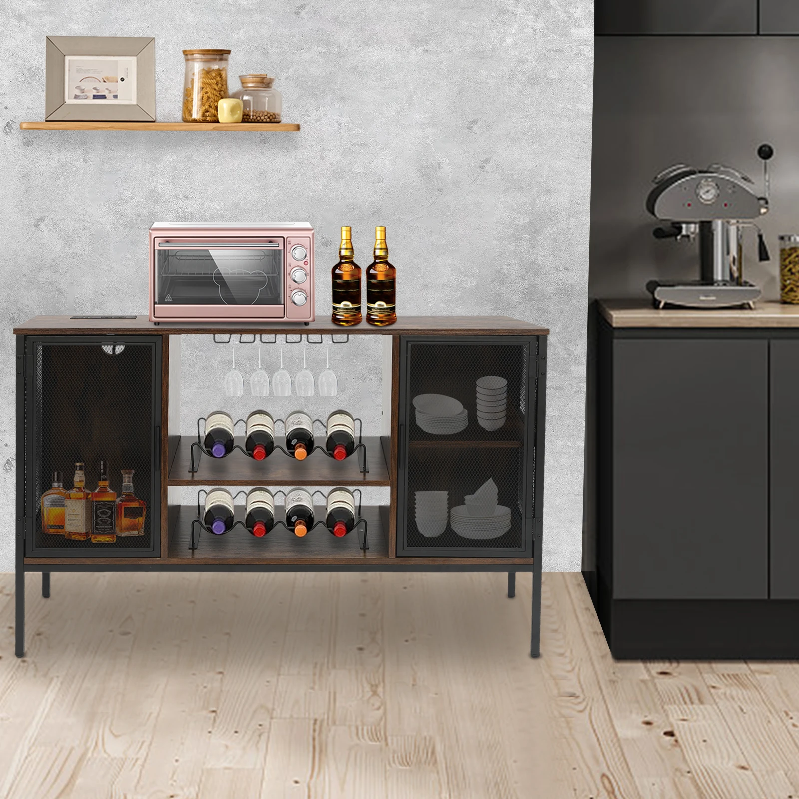 Spirituosenschrank, großer Stauraum, 88,18 Pfund, Gesamtlastkapazität für Wohnzimmer, Esszimmer, Küche, Büro