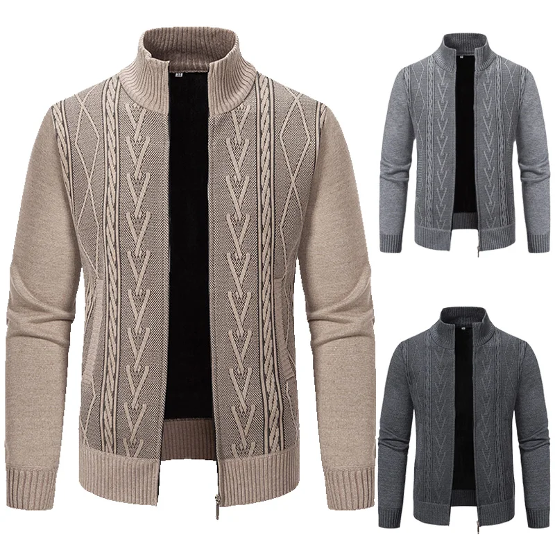 Outono e inverno novo designer masculino cardigan gola quente grosso velo jaqueta de luxo casual roupas masculinas