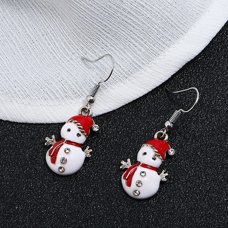 Cartoon Christmas Earring Brooches Set Female Cute Snowman Earring Brooch Pin 2025 Xmas New Year Earring Jewelry Gifts