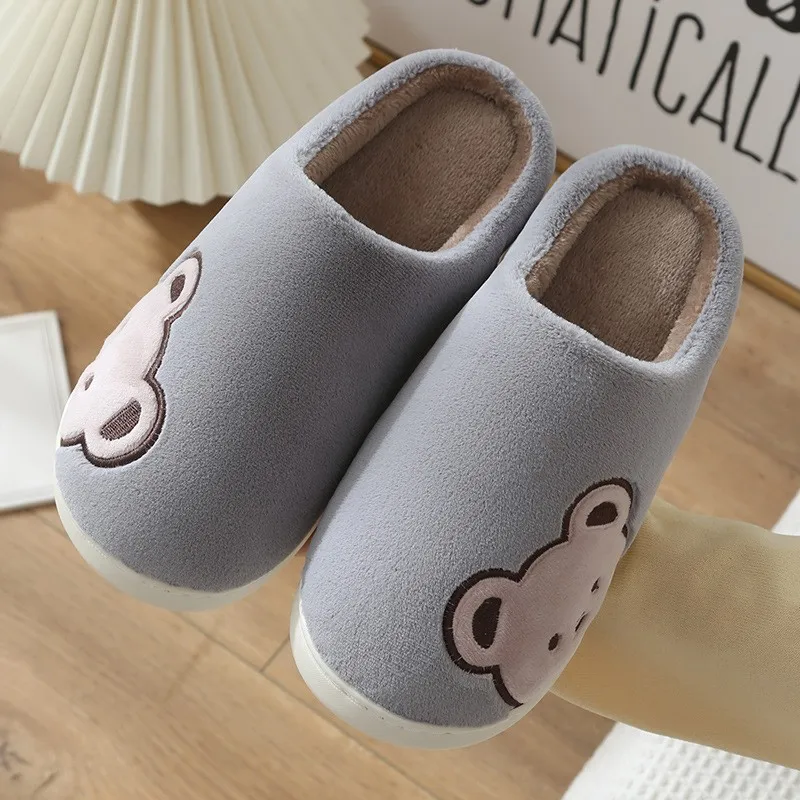 Cute Animal Fur Slipper For Women Men Fashion Kawaii Fluffy Winter Warm Slippers Lovers Cartoon Teddy Bear House Shoes 2025 Hot