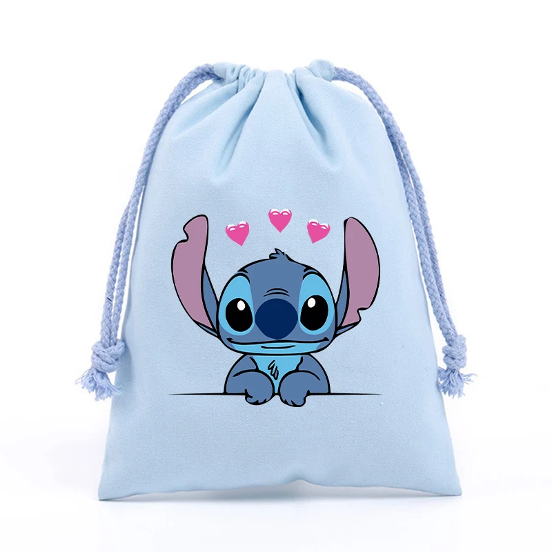 Cute Stitch Drawstring Pockets Kawaii Disney Cartoon Storage Bags Boys Girls Tote Bag Kids Sports Travel Bags Children Handbag