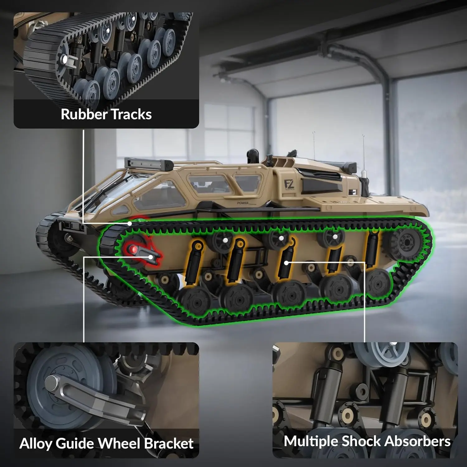 1:16 RC Tank Remote Control Tank Off-Road RC Truck 4WD RC Crawler 360°Rotating Drifting Car with  Batteries