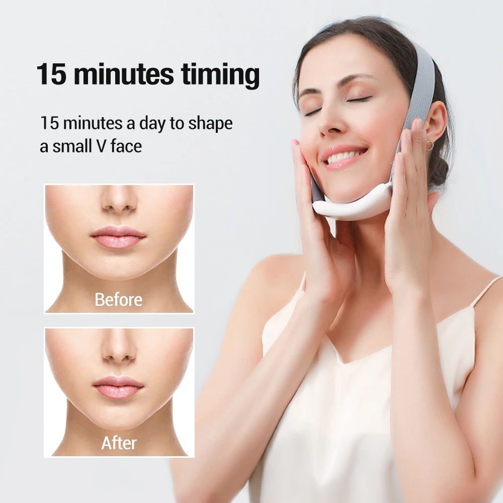 V-Face Lifting Massager Micro Current Pulse Hot Compress Facial Slimmer Double Chin Removal Vibrating Firm Skin Care Device