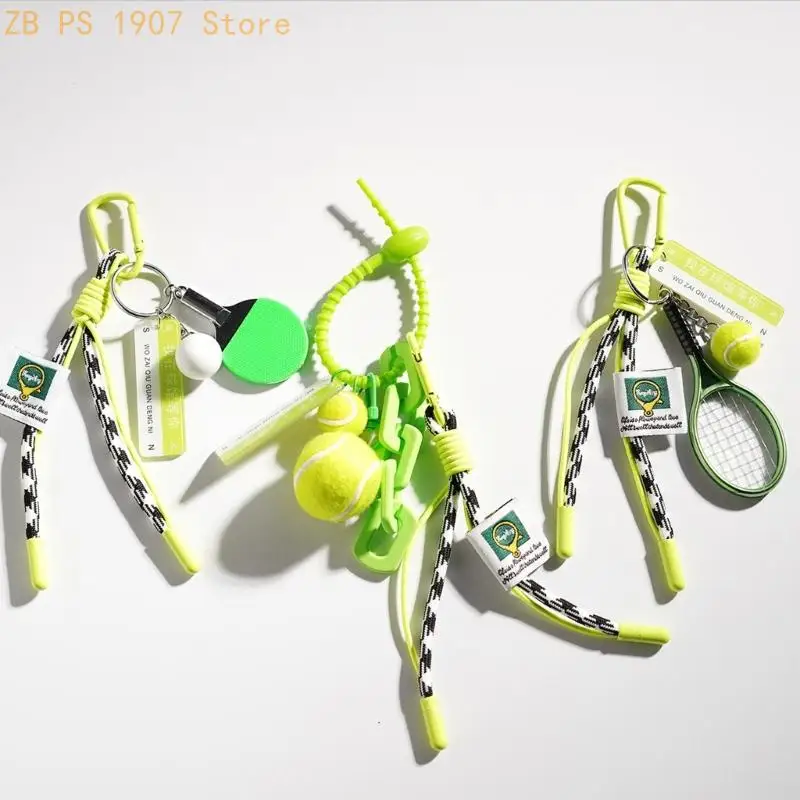 Tennis Inspired Keychain Pendant with Hand Crafted Detail Green Plush Accessory 55KA