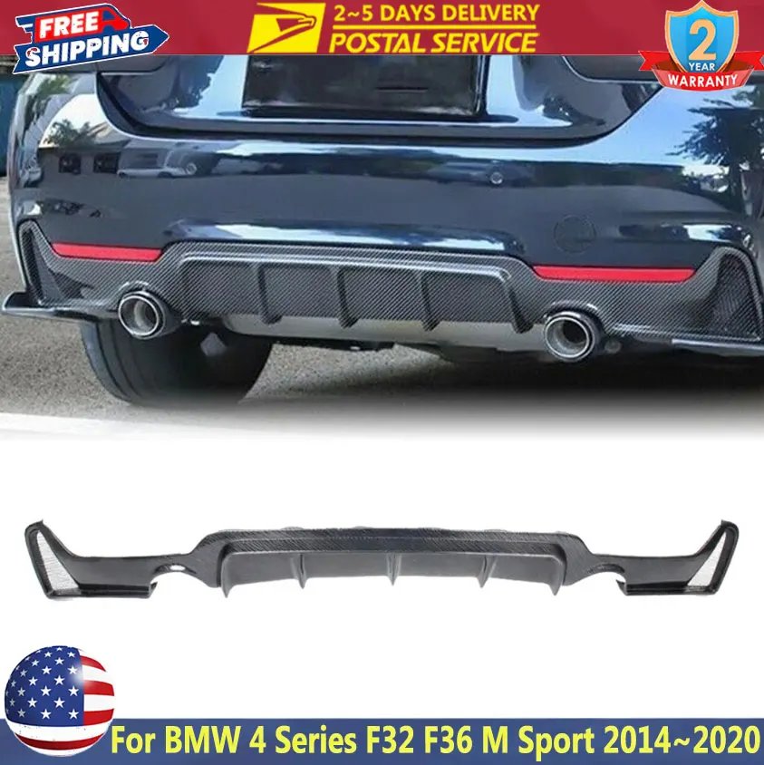 Difusor de Parachoques Trasero, Kit de Carrocería Exterior para BMW Serie 4 F32 F33 F36 M Sport 2014~2020, Difusor de Parachoques Trasero con Doble Salida de Escape
