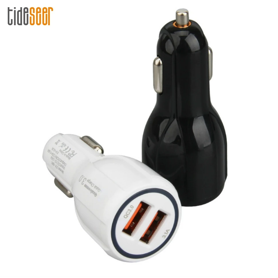 

100pcs 3.1A Car Charger Quick Charge 3.0 Universal Dual USB Fast Charging QC3.0 For Xiaomi Samsung iPhone Mobile Phones In-Car