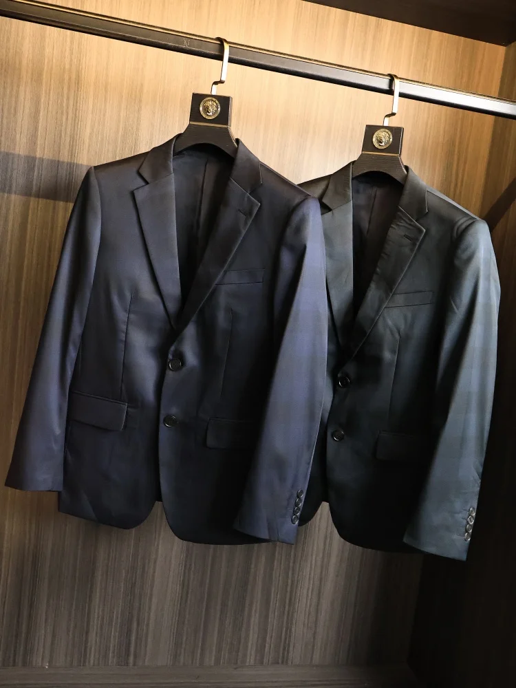 Elegant Knitted Mixture Floral Embroidery Business Casual Men's Suit Comfortable Commuting Flat Collar Spring Season Jacket