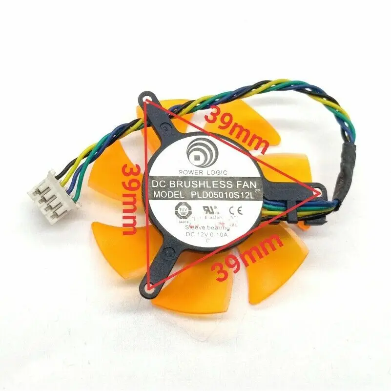 Для замены вентилятора Zotac NVIDIA Geforce 45 мм, 39 мм, 4 контакта, PLD05010S12L, 12 В, 0,10 А, R175