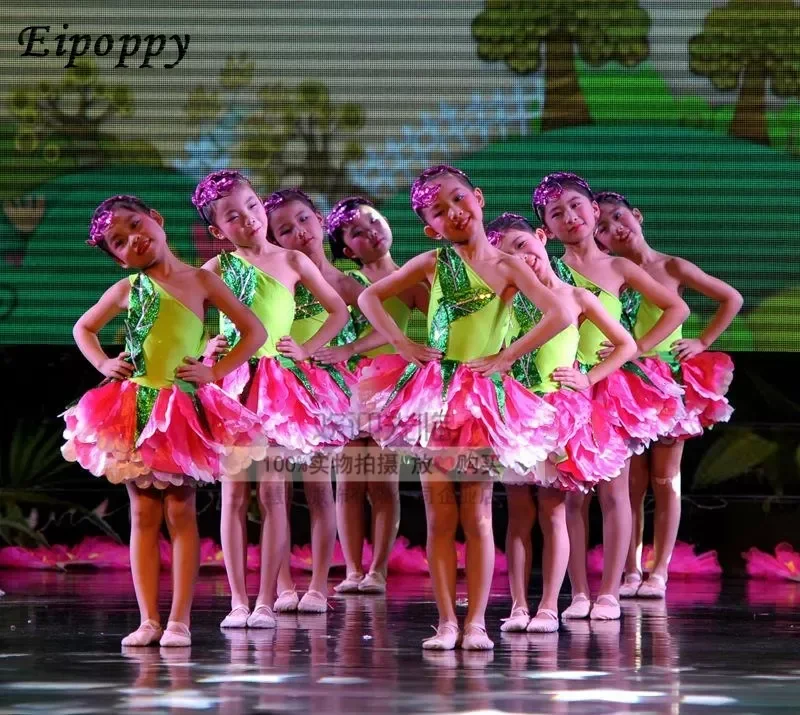 New children's jasmine flowers dance costumes  Lotus Moonlight lotus dance