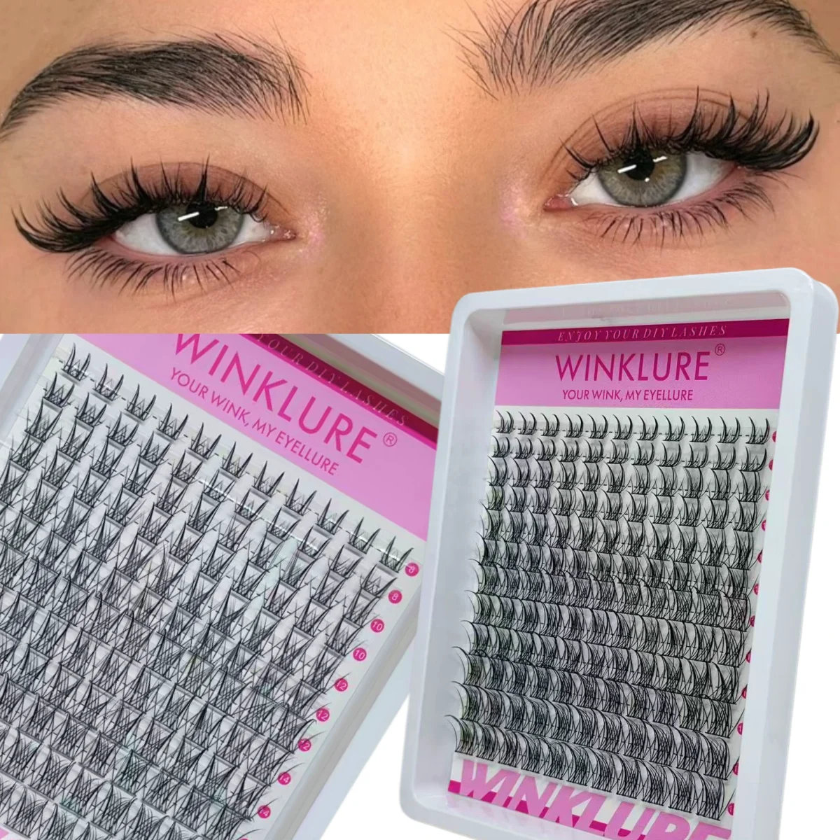 WINKLURE Wispy Lash Clusters Koreanischer Stil D-Curl, Natürliches Unsichtbares Band, DIY Volumen & Länge für Anime-Augenstile – Detail 9