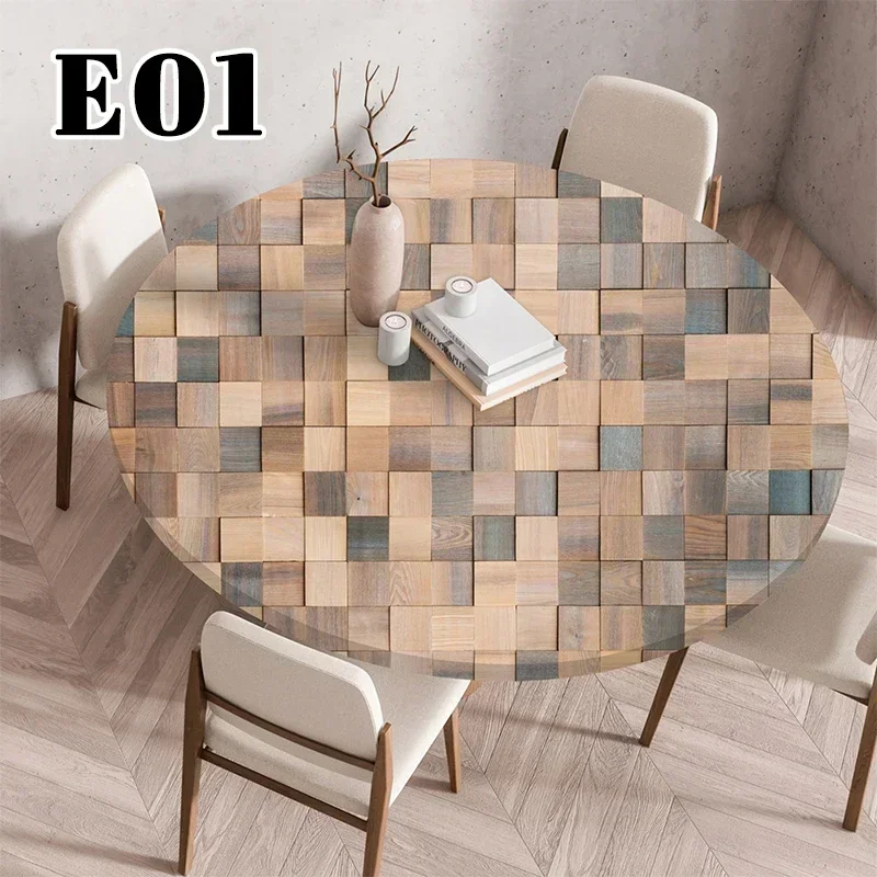 60/90/120Cm Round Waterproof Tablecloth Oilproof Table Cover Adjustable Kitchen Dining Wedding Party Table Cover Home Decor