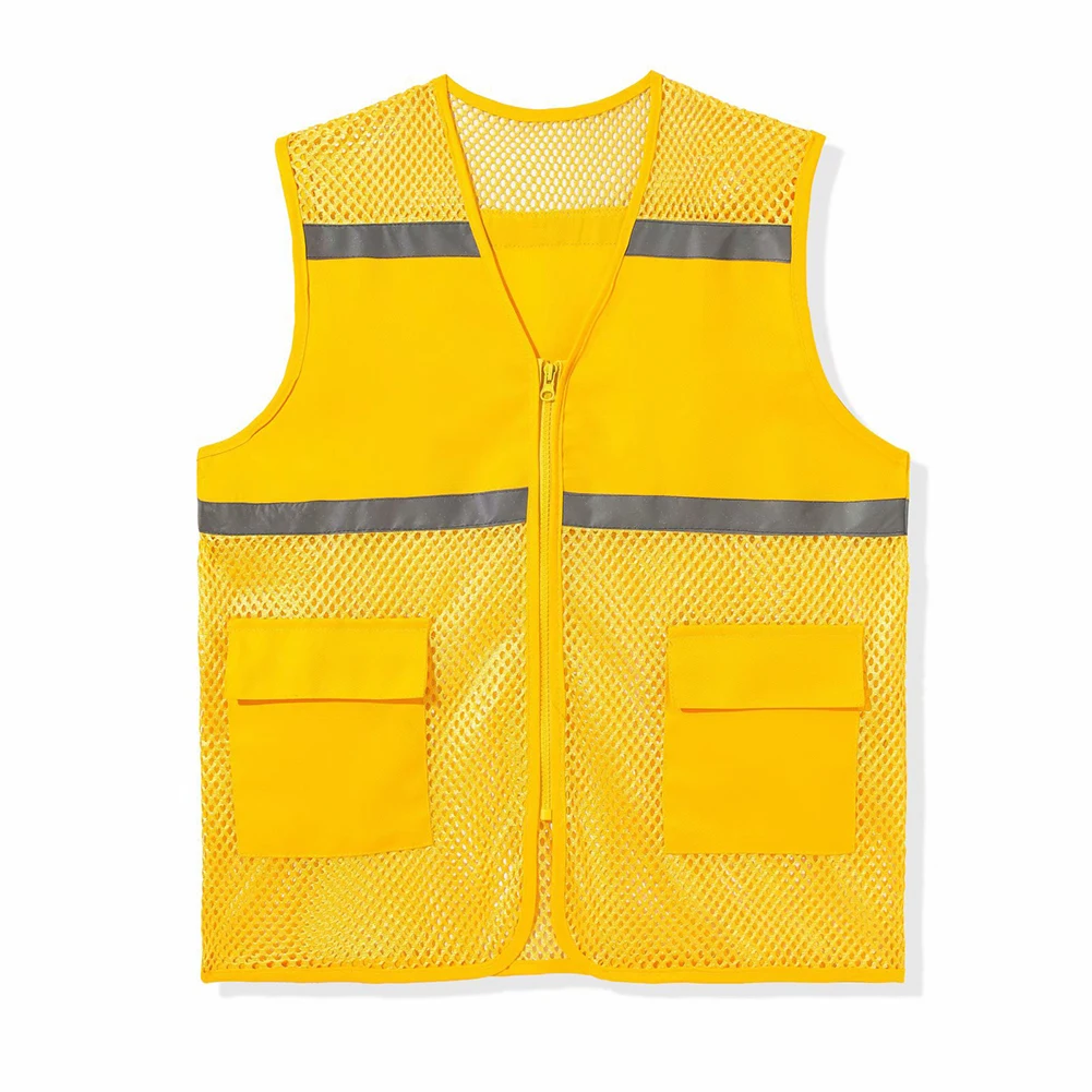 New Men And Women Workwear Vest Coat Summer Mesh Vest Jacket Loose Breathable Reflective Strip Printed Outdoor Tops