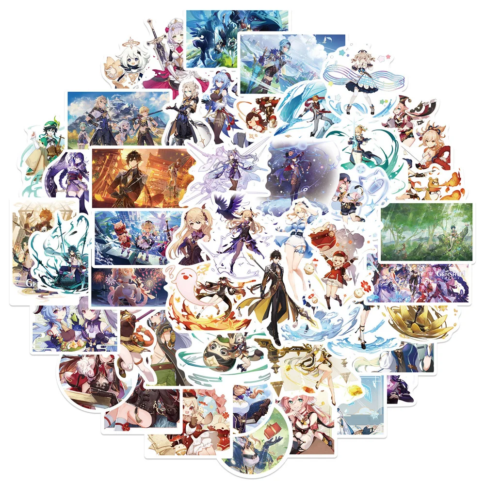 10/30/50PCS New Genshin Impact Sticker Pack Cartoon Creative Anime iPad Luggage Table Car Chair Decoration Waterproof Wholesale