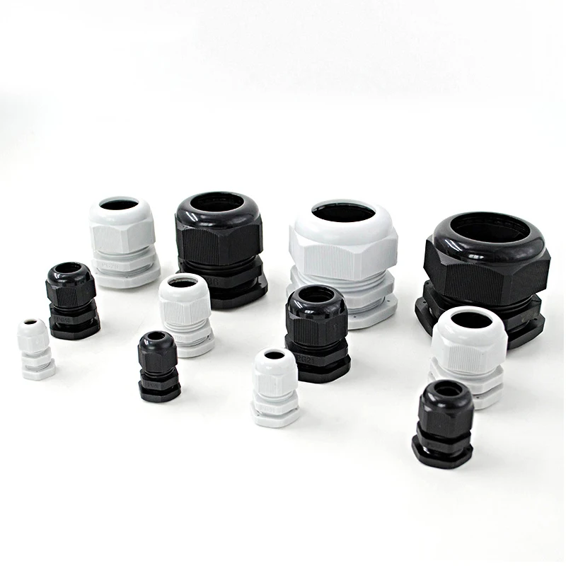 10pcs  M12x1.5 M16/18/20/25/32/36/40x1.5 BLack Color Water-proof Nylon Plastic Cable Gland Connector for 3-21mm Cable Wire