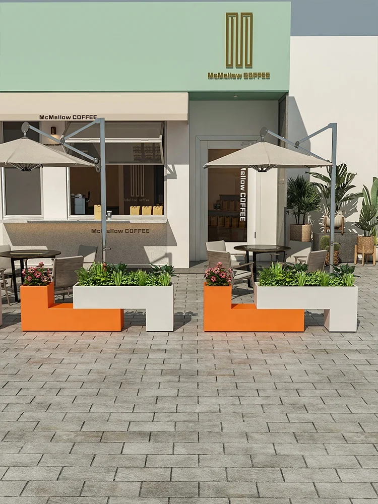 &Outdoor Wrought-Iron Flower Beds Partition Planters Commercial Street Railings Customizable Outdoor Furniture Dining Store
