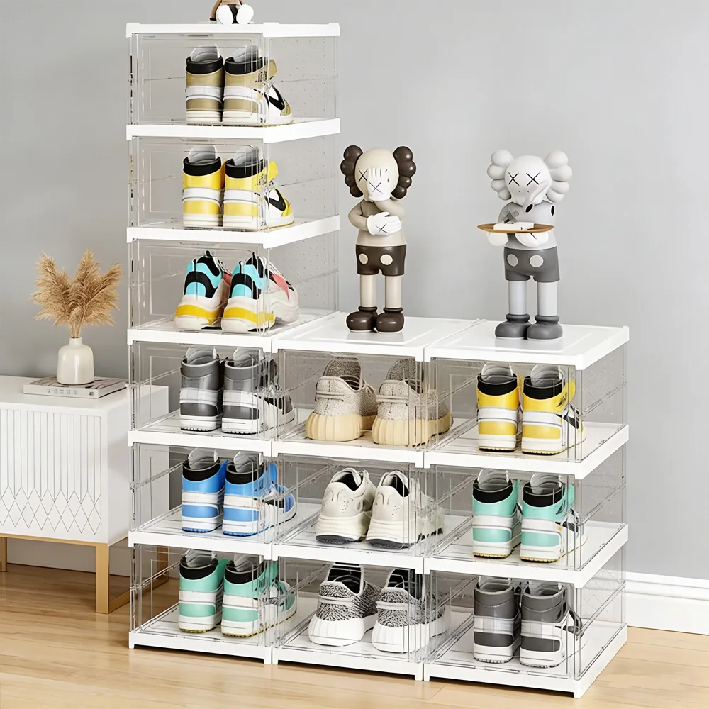 

Складной прозрачный шкаф для обуви 3/1 слой, пылезащитный, без сборки, для хранения обуви, закусок, канцелярских принадлежностей